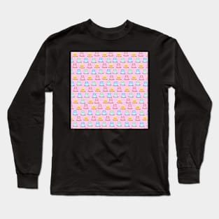 Trendy Multi-Color Owls on a Branch - Pink Long Sleeve T-Shirt